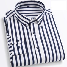 Mens Dress Shirts Long Sleeves Formal Business No Iron Strips Casual Shirts Tops