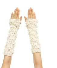 Laundry By Shelli Segal Women's Popcorn Knit Fingerless Arm Warmers Egret