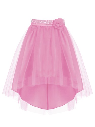 Girls Tulle Skirt Irregular Hem Party Skirt Femininity Fake Flower Long Midi - Picture 52 of 81