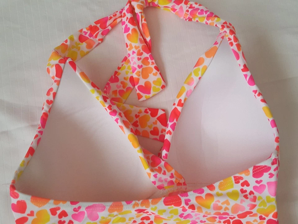 Traje de baño bikini halter estampado corazón Lauren Ralph Lauren 6 rosa amarillo Foto 4 de 4