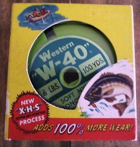 Vintage Western W-40" 6 Lbs. 200 Yds. HOT-STRETCH FISHING LINE + ORIGINAL BOX