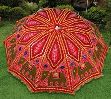 Garden Parasol Handmade Embroidered Indian Outdoor Sun Shade Patio Umbrella
