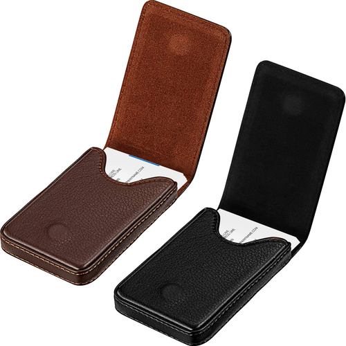 2 Pieces Business Card Holder, PU Leather Business Card Case Pocket Wallet with - Picture 10 of 12