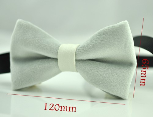 Unisex Men Fashion SILVER GREY Velvet Bow Tie Bowtie Craft Wedding Party - 第 2/3 張圖片
