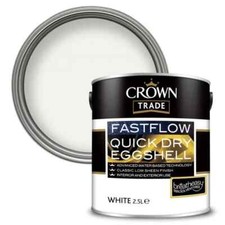 Crown Trade Fast Flow Quick Dry Eggshell, 1L, 2.5L, White, Water-Based
