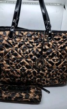 Nine West Brown Leopard Tote & Makeup Bag Over Night Tote Charm