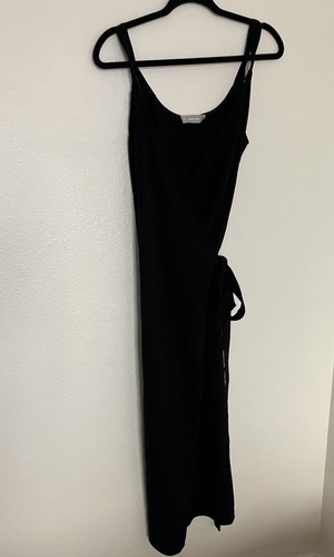 Everlane Wrap Dress Black Sleeveless Midi The Japanese Dress SZ 10 - Picture 7 of 8