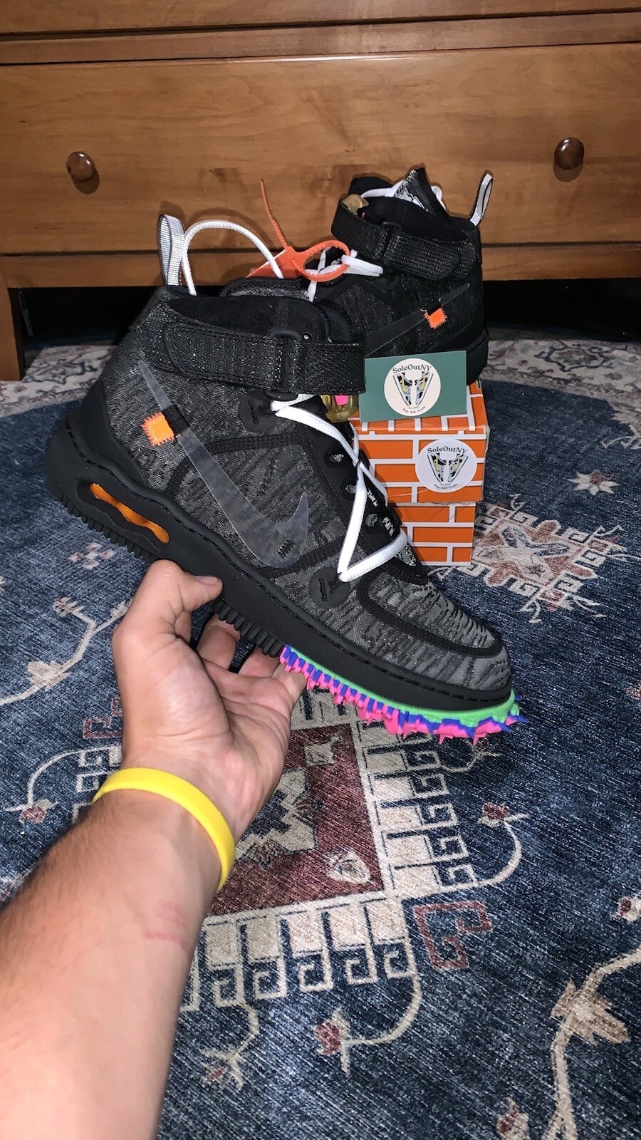 OFF WHITE X NIKE Nuovissime Taglia 9 CAMPIONE 2022 Off White x Nike Air Force 1 Mid Black