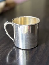 Oneida USA Silverplate Childs Cup W/Silver Spoon Handle Baby Shower Gift/Prop