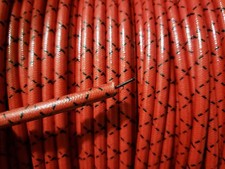 8mm Suppression Core Braided Cloth Red With Black Tracers Spark Plug Wire Foot