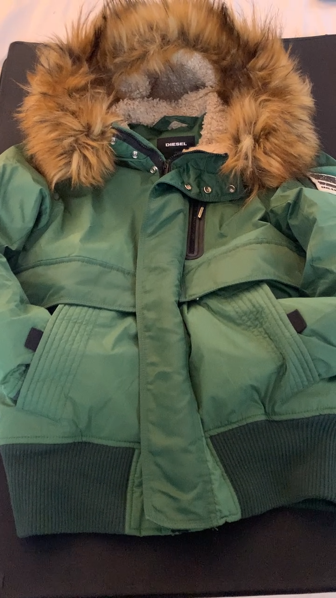 Diesel “W-Burkisk fur Bomber jacket Mens , Green | eBay