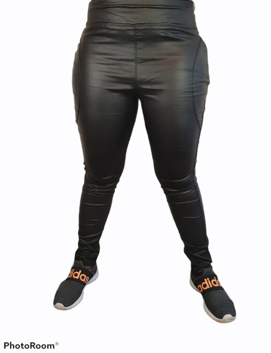 Lipsy London Women's Faux Leather Pants Black Coated Jeggings Size