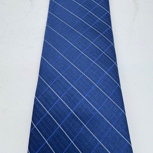 Calvin Klein Men's 100% Silk Necktie Designer Geometric - Blue - Long - Picture 2 of 6