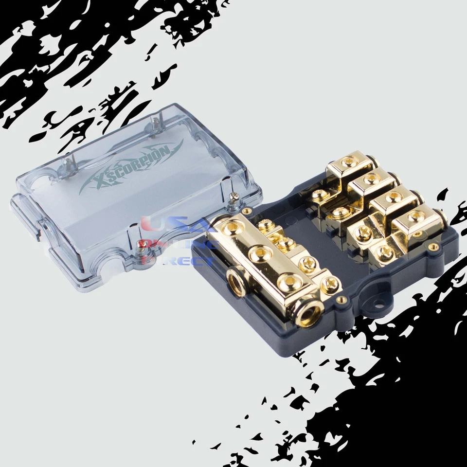 4 POSITION MINI ANL (AFS / MIDI) GOLD DISTRIBUTION BLOCK 4 TO 8 GAUGE CAR MARINE - Image 2 of 4