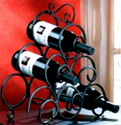 SCROLLWORK WINE BOTTLE RACK *SPACE-SAVER CAST IRON* NIB - Picture 4 of 12