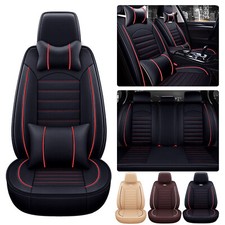Universal 5 Sets Leather Car Seat Covers Front Rear Full Set Cushion Protector