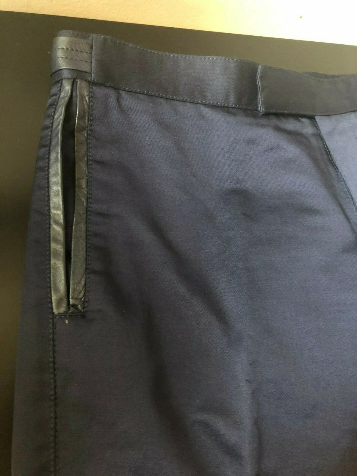 GIANNI VERSACE BLU ABITO PANTALONE COTONE CON RIFINITURE IN PELLE TAGLIA M