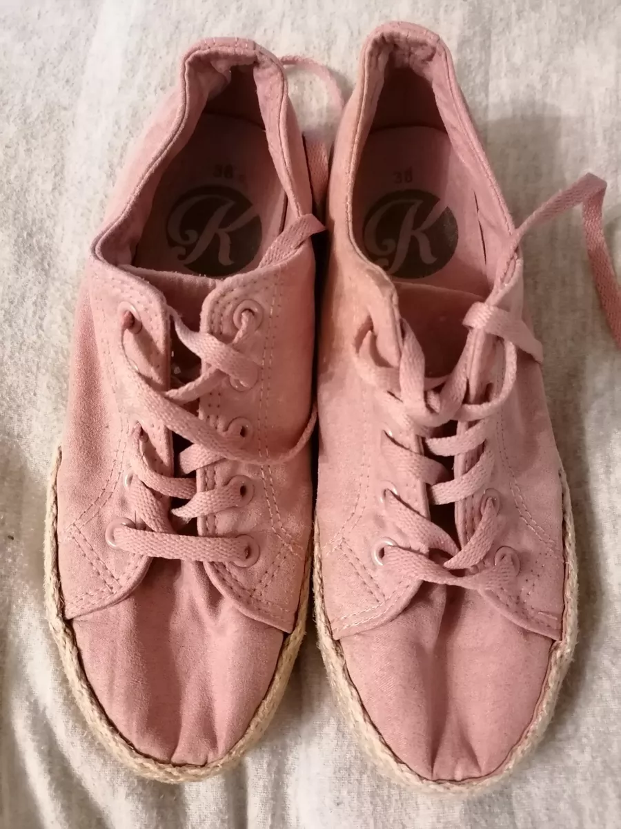 Ladies pink clearance suede trainers