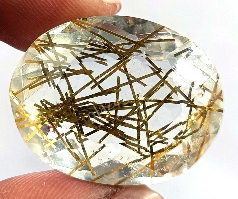 56.15 CT Oval Cut Goldan Rutilated Quartz Certified Transparent Loose Gems 5MRD - Image 4 of 4