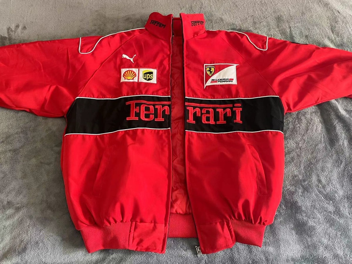 Unisex Adult Ferrari Jacket Red A Ebroidered Cotton Padded F 1 