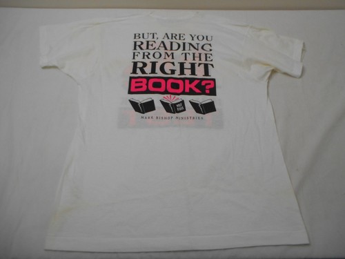 Vintage 80s Religous Christian T Shirt Life Open Book Test Bilbe Graphic XL USA - Picture 11 of 13