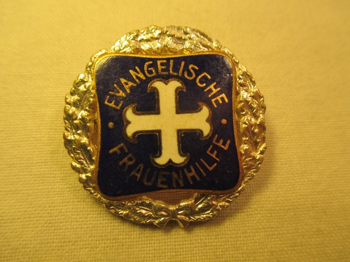 Große Anstecknadel Ehrennadel Evangelische Frauenhilfe alt Klerikal Kirche Email - Bild 2 von 8