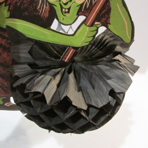 Vintage Beistle Green Witch Black Honeycomb Cauldron Tissue Die Cut HALLOWEEN - Picture 3 of 9