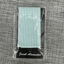 Jacob Alexander Seersucker Pocket Square Hankerchief Turquoise Striped