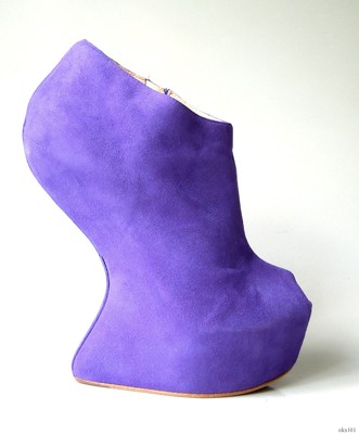 purple wedge booties