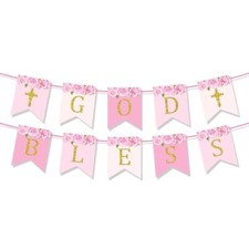 God Bless Banner - Baptism Decorations for Girls BoysFirst Communion Decorati...