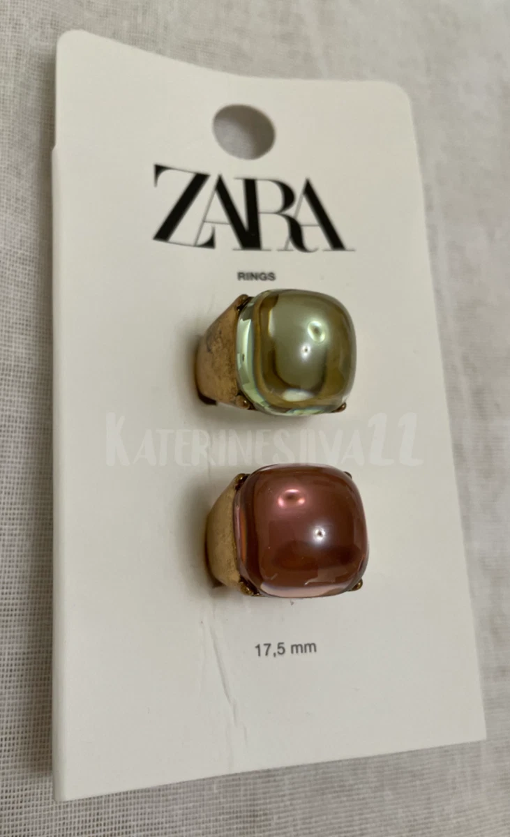 ZARA NEW WOMAN SS23 GOLDEN PACK OF RESIN RINGS REF 1856 208 SALE