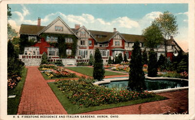 H. S. FIRESTONE RESIDENCE, ITALIAN GARDENS, AKRON, Postcard