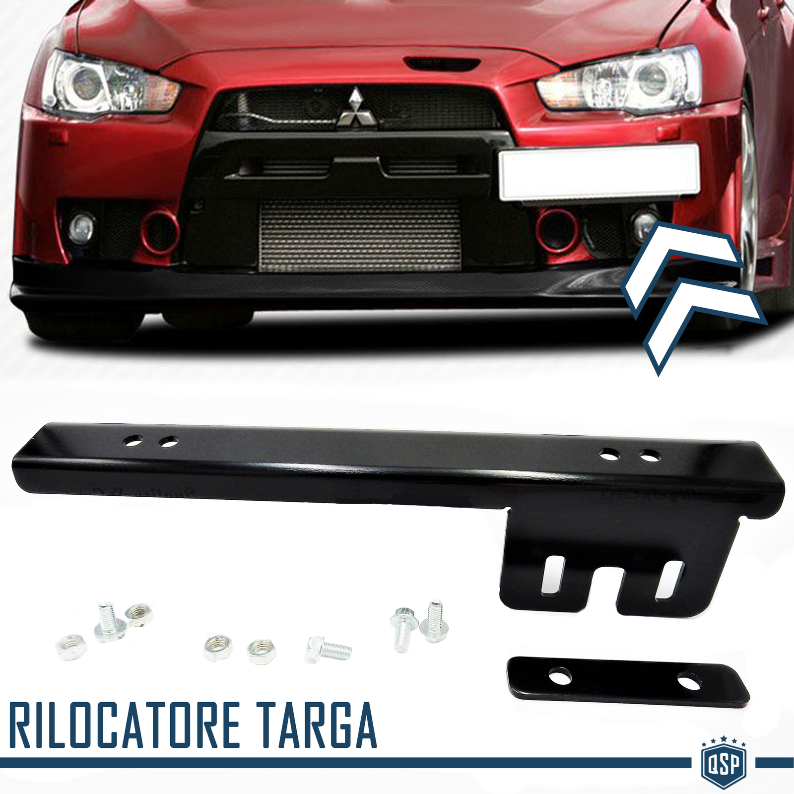 Rilocatore Targa Mitsubishi EVO Style - Metallo Nero a Scomparsa