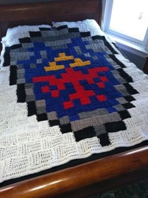 Nintendo NES Zelda's LINK SHEILD Patchwork Pixel blanket