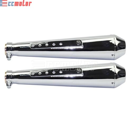 2Pcs Vintage Exhaust Muffler Reverse Cone Megaphone Shorty For Cafe Racer Bobber - Picture 5 of 7