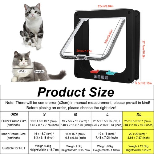 Pet Supplies S-XL Size Pet Door 4 Way Pet Cat Free Access Lockable Flap - Picture 22 of 22