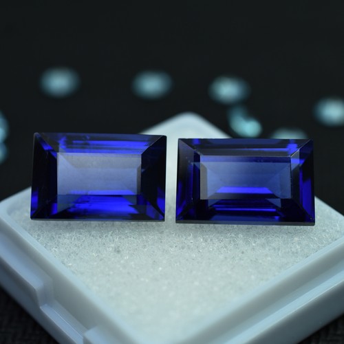 20 Ct Natural Ceylon Blue Sapphire Emerald Cut Certified Loose Gemstones - Picture 4 of 6