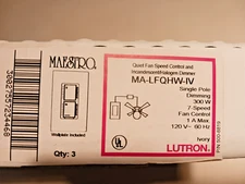 LUTRON MA-LFQHW-IV QUIET FAN CONTROL & DIGITAL FADE DIMMER, NEW OLD STOCK