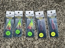 Lot Of 5 Rocky Mountain Tackle Pre-tied Hoochies. Quality Hooks Deadly Effective