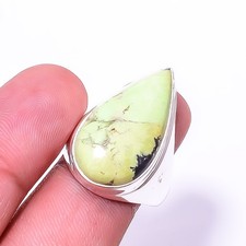 Natural Lemon Chrysoprase 925 Sterling Silver Ring S.8.5 R8428119 Christmas Gift