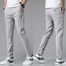 Men’s Luxury Golf Black Trousers Ultra-Thin Slim Fit Stretch Casual Pants 2025