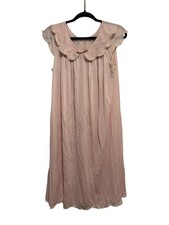Vintage Shadowline Pink Nightgown Lace Trim Bow Sleeveless Womens M