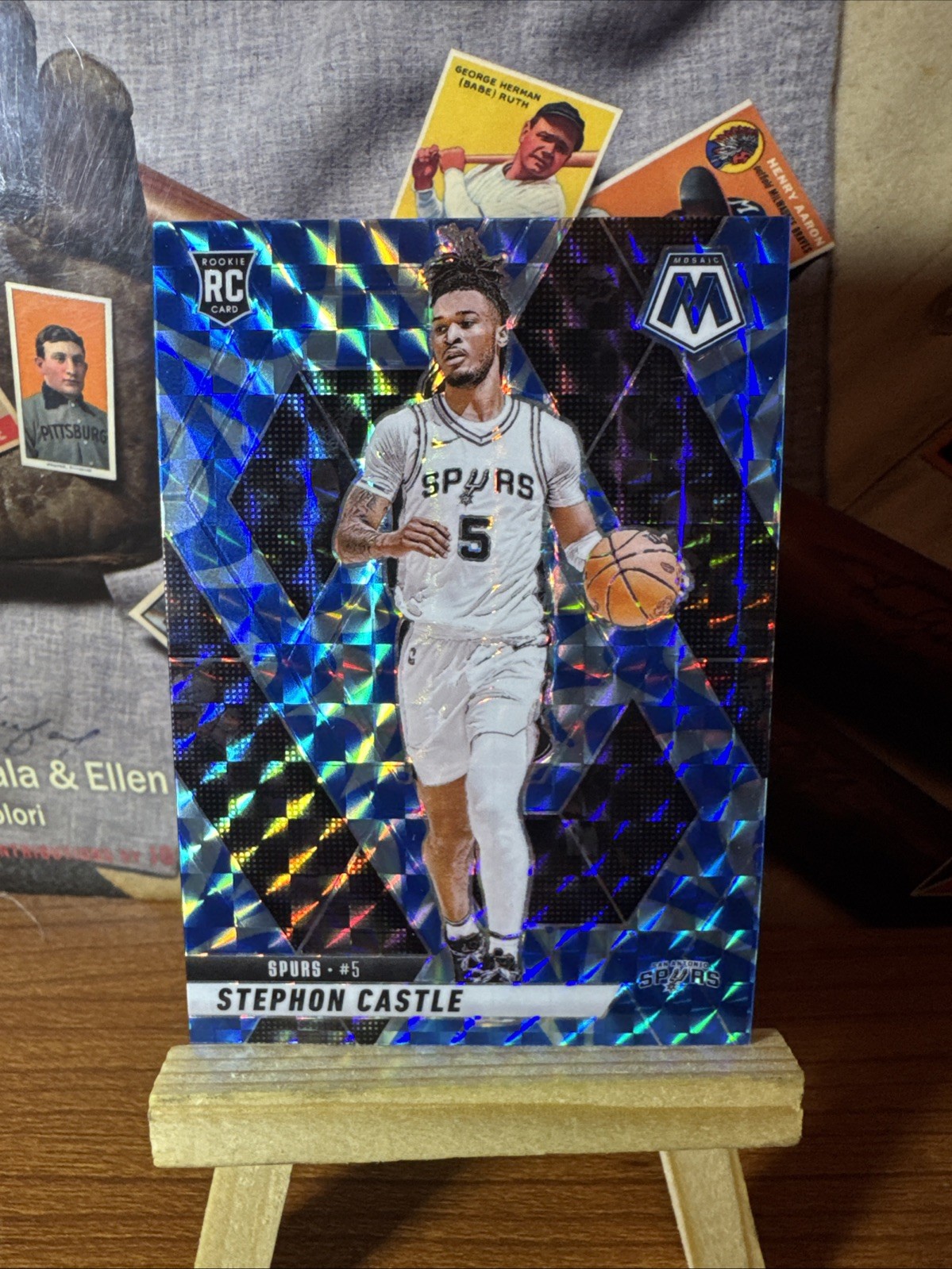 2024-25 Stephon Castle Mosaic RC #236 Blue Reactive Prizm Hot SP!