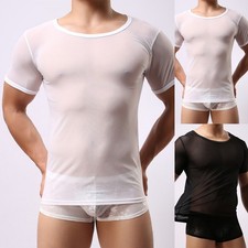 See Through Mesh T Shirt For Men Fishnet Muscle Top For Party And Club