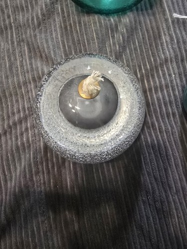 Clear Controlled Bubble Art Glass Round Sphere Oil Lamp Handmade in Poland - NEW - Picture 5 of 10