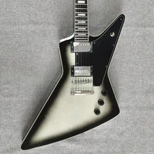 electric explorer guitar silver black color hh pickup set neck solid body neck