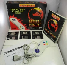 1993 Aklaim Mortal Kombat & Game Pad Big Box PC Floppy Disk Video Game - Tested