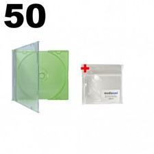 50 SLIM GREEN Color CD Jewel Cases 100 OPP Bags