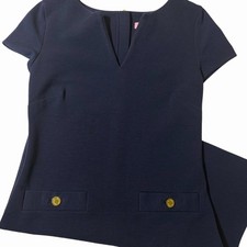 Lilly Pulitzer Layton Short Sleeve Shift Dress Navy Blue Ottoman Size XS