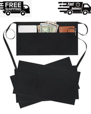BOHARERS 4 Pack Waitress Apron With 3 Pockets-Black Server Aprons-Waiter Short H